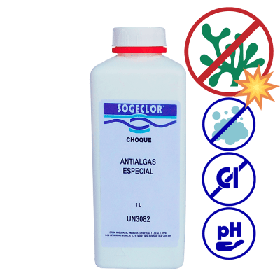 Antialgas Especial Choque Sogeclor en envase de 1 litro.